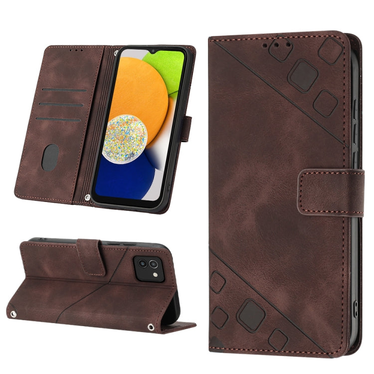 For Samsung Galaxy A03 166mm EU Version Skin-feel Embossed Leather Phone Case(Brown) - free shipping - PMC TechLife - Order now!