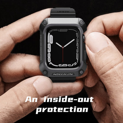 NILLKIN Ruidong Series Alloy + TPU Integrated Watch Band For Apple Watch Series 8&7 45mm(Black) - Smart Wear by NILLKIN | Online Shopping South Africa | PMC Jewellery