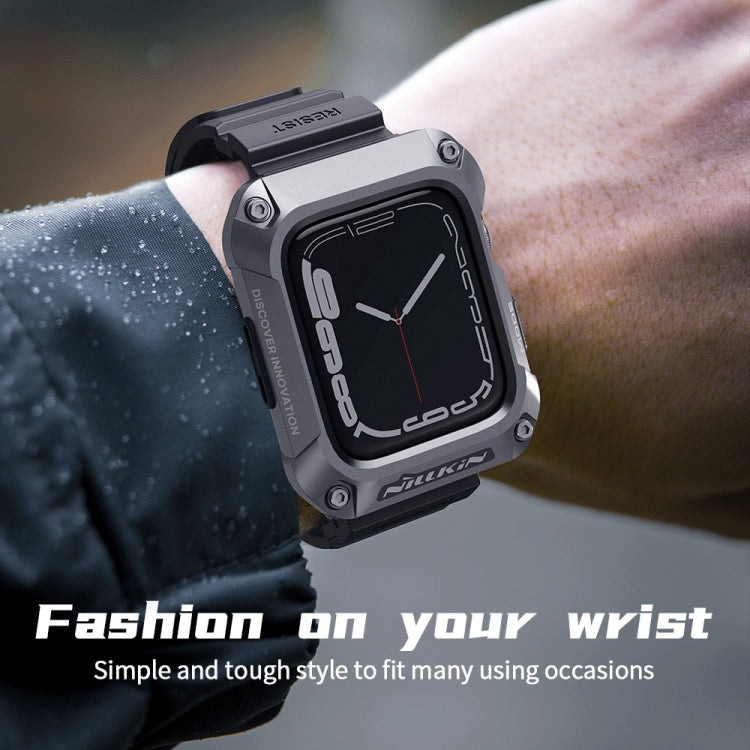 NILLKIN Ruidong Series Alloy + TPU Integrated Watch Band For Apple Watch Series 8&7 45mm(Black) - Smart Wear by NILLKIN | Online Shopping South Africa | PMC Jewellery