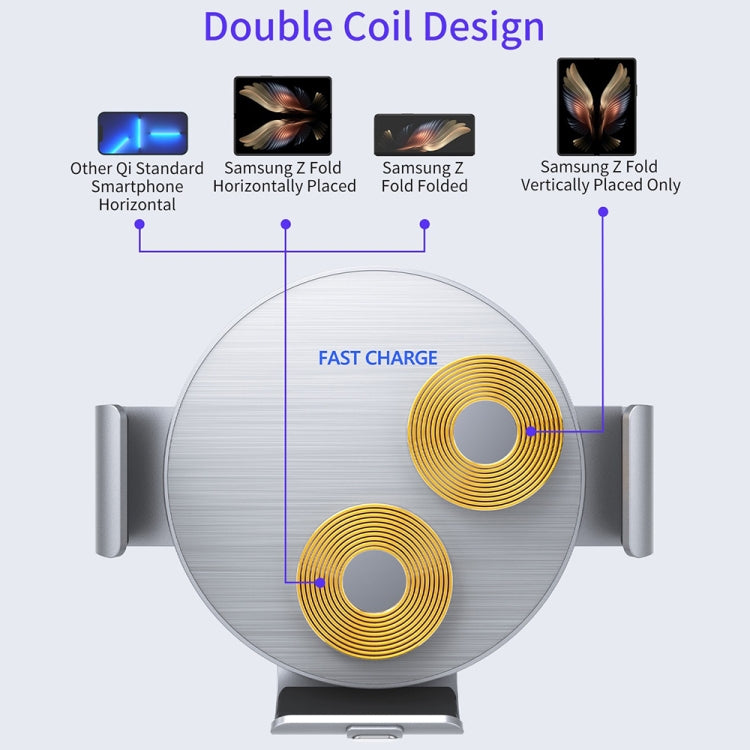 For Samsung Galaxy Z Fold4 / 3 S9 Dual Coil Car Phone Holder Wireless Charger - Wireless Charger Holders by PMC Jewellery | Online Shopping South Africa | PMC Jewellery