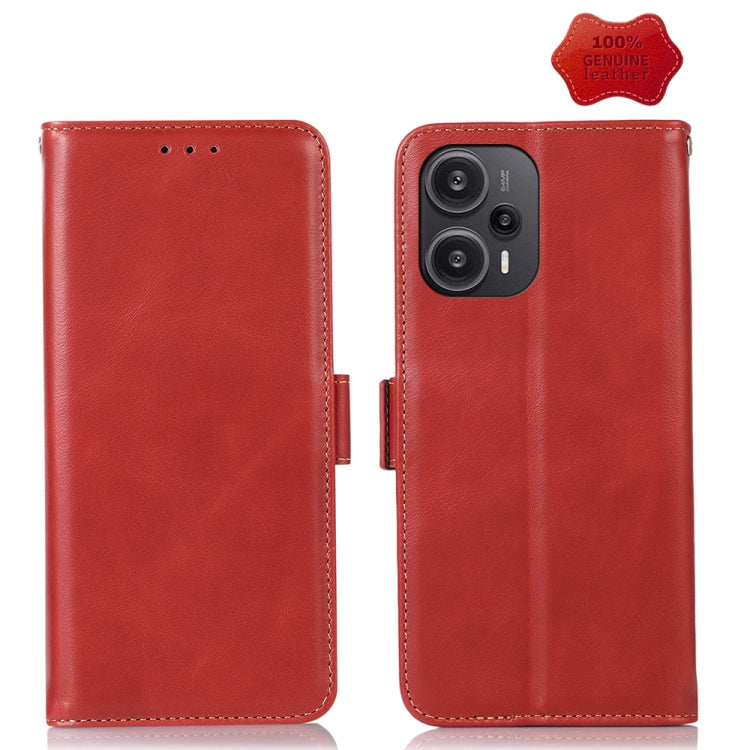 For Xiaomi Redmi Note 12 Turbo 5G Crazy Horse Top Layer Cowhide Leather Phone Case(Red) - Xiaomi Cases by PMC Jewellery | Online Shopping South Africa | PMC Jewellery