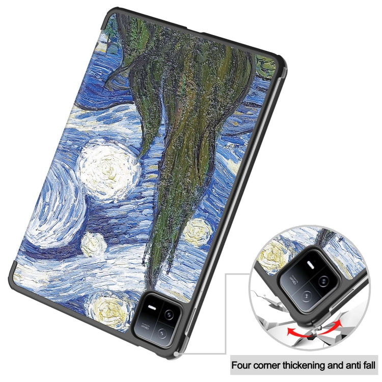 For Xiaomi Pad 6 / 6 Pro Custer Painted 3-Fold Stand Leather Smart Tablet Case(Starry Sky) -  by PMC Jewellery | Online Shopping South Africa | PMC Jewellery