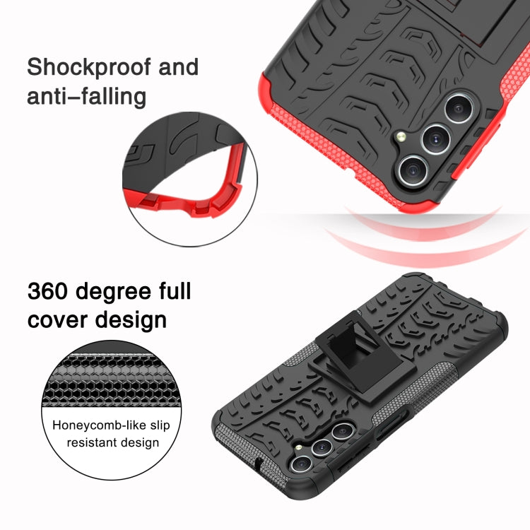 For Samsung Galaxy A24 4G Tire Texture TPU + PC Phone Case with Holder(Black) - free shipping - PMC TechLife - Order now!