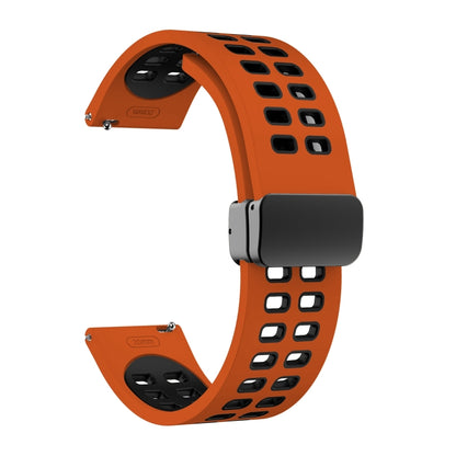 22mm Double-row Hole Folding Black Buckle Two-color Silicone Watch Band(Orange Black) - Smart Wear by PMC Jewellery | Online Shopping South Africa | PMC Jewellery