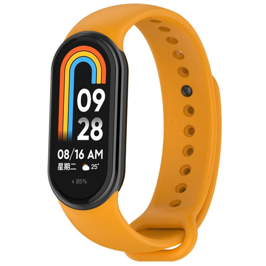 For Xiaomi Mi Band 8 Solid Color Stainless Steel Plug Replacement Watch Band (Yellow) - Watch Bands by PMC Jewellery | Online Shopping South Africa | PMC Jewellery