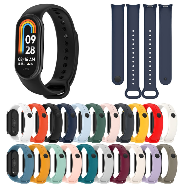 For Xiaomi Mi Band 8 Solid Color Stainless Steel Plug Replacement Watch Band (Navy Blue) - Watch Bands by PMC Jewellery | Online Shopping South Africa | PMC Jewellery