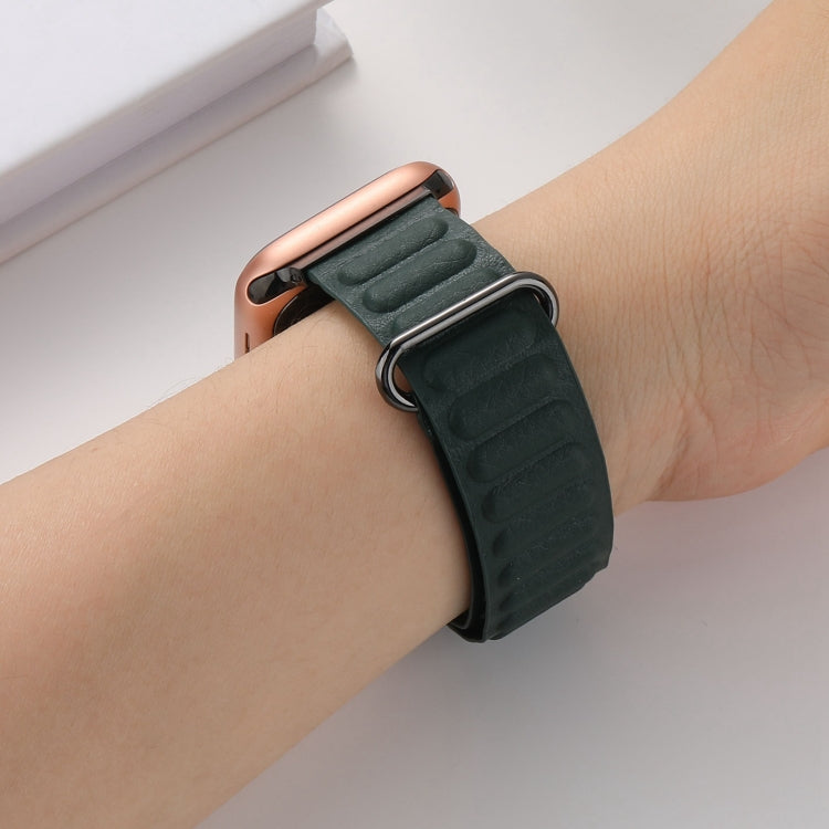 Magnetic Reverse Buckle Watch Band For Apple Watch Series 8&7 41mm(Cedar Green) - Smart Wear by PMC Jewellery | Online Shopping South Africa | PMC Jewellery