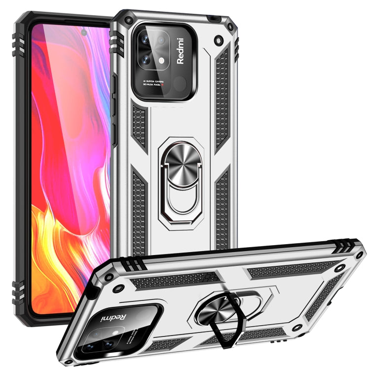 For Xiaomi Redmi 12C / 11A Shockproof TPU + PC Phone Case with Holder(Silver) - Mi 11 Ultra Cases by PMC Jewellery | Online Shopping South Africa | PMC Jewellery