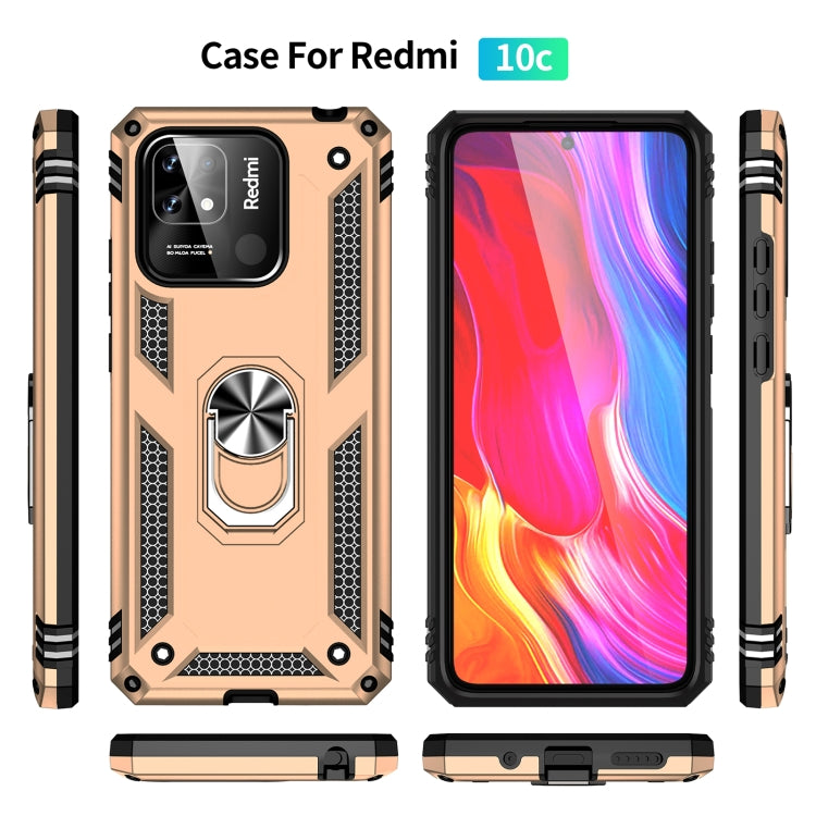 For Xiaomi Redmi 12C / 11A Shockproof TPU + PC Phone Case with Holder(Gold) - Mi 11 Ultra Cases by PMC Jewellery | Online Shopping South Africa | PMC Jewellery