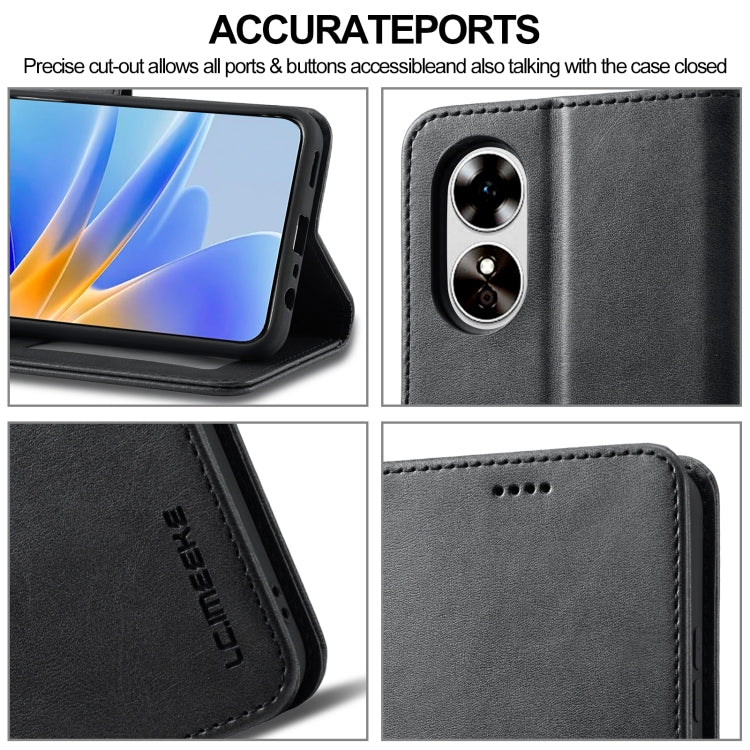 For OPPO A78 5G Global LC.IMEEKE Calf Texture Horizontal Flip Leather Case(Black) - OPPO Cases by LC.IMEEKE | Online Shopping South Africa | PMC TechLife | Buy Now Pay Later Mobicred