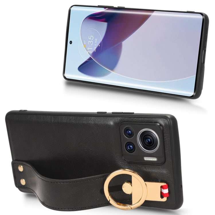 For Motorola Edge 30 Ultra Wristband Leather Back Phone Case(Black) - free shipping - PMC TechLife - Order now!