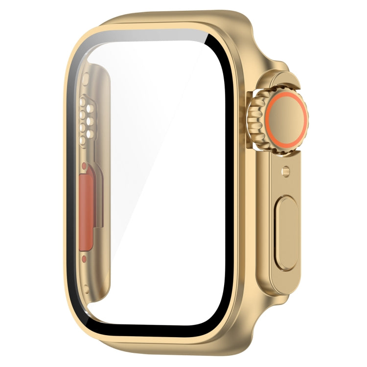 For Apple Watch Series 8 & 7 41mm Tempered Film + PC Integrated Watch Protective Case(Champagne Gold) - Watch Cases by PMC Jewellery | Online Shopping South Africa | PMC Jewellery