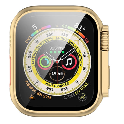 For Apple Watch Series 8 & 7 41mm Tempered Film + PC Integrated Watch Protective Case(Champagne Gold) - Watch Cases by PMC Jewellery | Online Shopping South Africa | PMC Jewellery