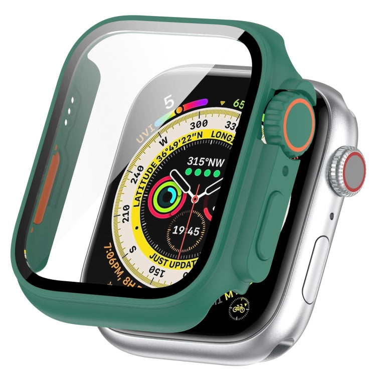 For Apple Watch Series SE 2 / 6 / SE / 5 / 4 44mm Tempered Film + PC Integrated Watch Protective Case(Green) - Watch Cases by PMC Jewellery | Online Shopping South Africa | PMC Jewellery