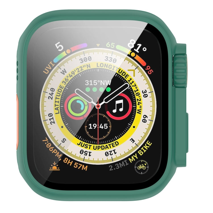 For Apple Watch Series SE 2 / 6 / SE / 5 / 4 44mm Tempered Film + PC Integrated Watch Protective Case(Green) - Watch Cases by PMC Jewellery | Online Shopping South Africa | PMC Jewellery