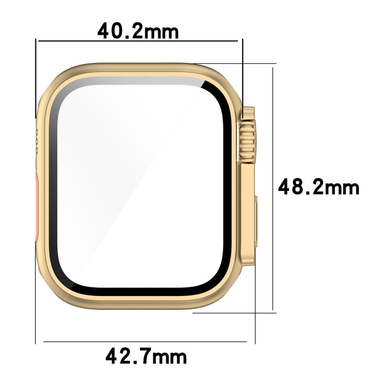 For Apple Watch Series SE 2 / 6 / SE / 5 / 4 44mm Tempered Film + PC Integrated Watch Protective Case(Starlight Color) - Watch Cases by PMC Jewellery | Online Shopping South Africa | PMC Jewellery