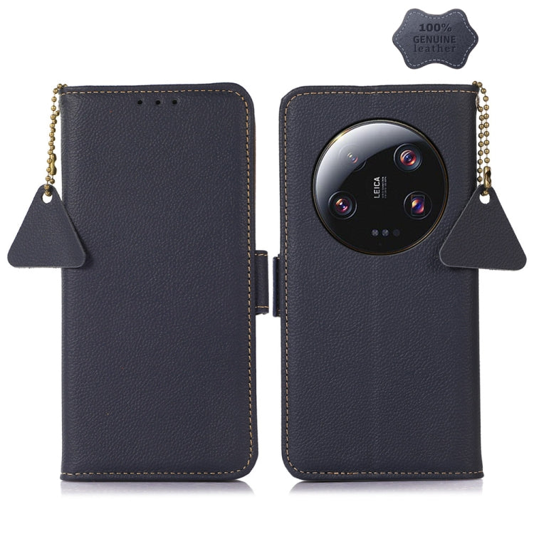 For Xiaomi 13 Ultra Side-Magnetic TJ Genuine Leather RFID Phone Case(Blue) - 13 Ultra Cases by PMC Jewellery | Online Shopping South Africa | PMC Jewellery