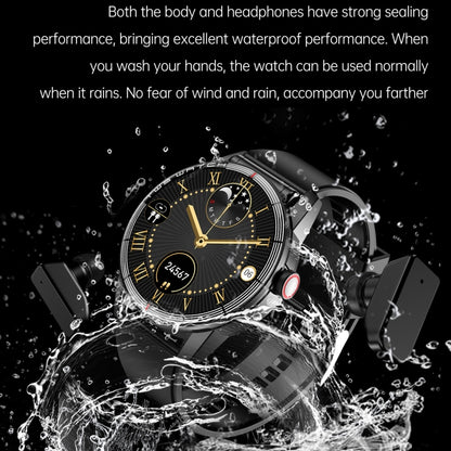 R6 1.32 inch Round Screen 2 in 1 Bluetooth Earphone Smart Watch, Support Bluetooth Call / Health Monitoring(Silver Steel Strap) -  by PMC Jewellery | Online Shopping South Africa | PMC Jewellery