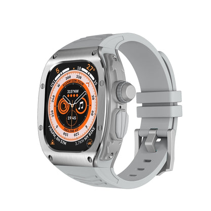 For Apple Watch Ultra 49mm Armor Stainless Steel Case TPU Watch Band(Silver Grey) - Watch Bands by PMC Jewellery | Online Shopping South Africa | PMC Jewellery