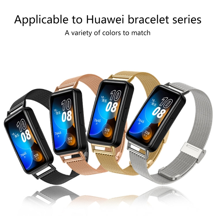 For Huawei Band 8 16mm Milan Stainless Steel Metal Mesh Watch Band(Rose Gold) -  by PMC Jewellery | Online Shopping South Africa | PMC Jewellery