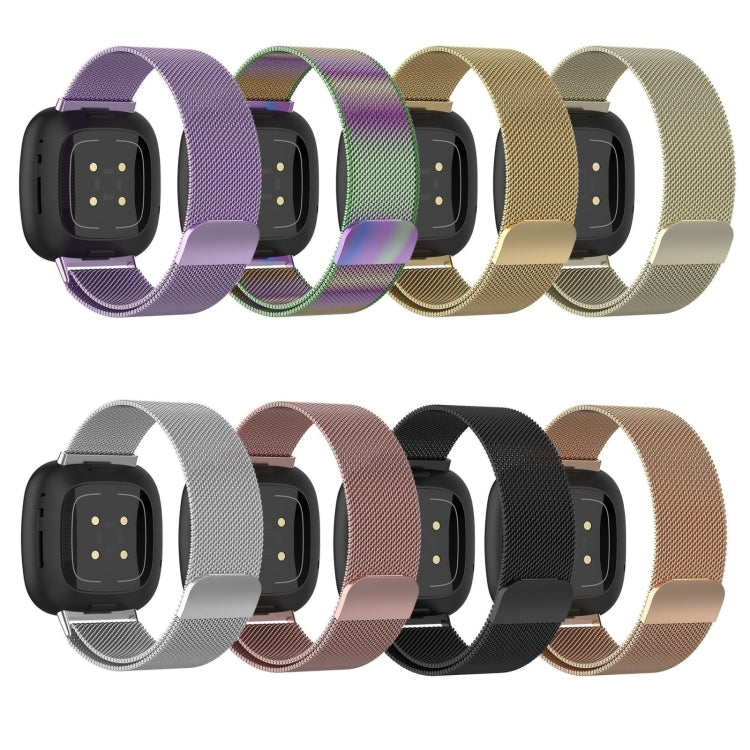 For Fitbit Versa 4 Milanese Magnetic Metal Weave Watchband, Small Size(Light Purple) -  by PMC Jewellery | Online Shopping South Africa | PMC Jewellery