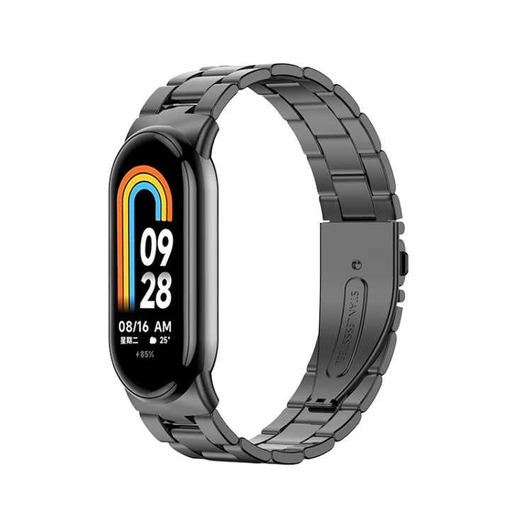 For Xiaomi Mi Band 8 Milanese Three-bead Metal Watch Band(Black) -  by PMC Jewellery | Online Shopping South Africa | PMC Jewellery