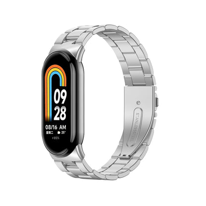 For Xiaomi Mi Band 8 Milanese Three-bead Metal Watch Band(Silver) -  by PMC Jewellery | Online Shopping South Africa | PMC Jewellery