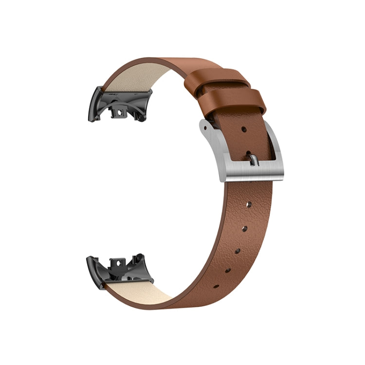 For Xiaomi Mi Band 8 Leather Replacement Watch Band(Brown) -  by PMC Jewellery | Online Shopping South Africa | PMC Jewellery