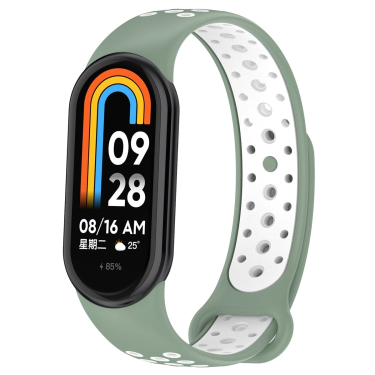 For Xiaomi Mi Band 8 Sports Two Color Silicone Watch Band(Light Green White) -  by PMC Jewellery | Online Shopping South Africa | PMC Jewellery