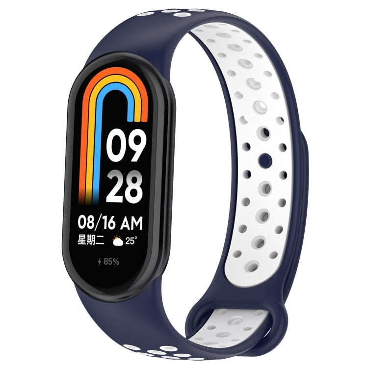 For Xiaomi Mi Band 8 Sports Two Color Silicone Watch Band(Midnight Blue White) -  by PMC Jewellery | Online Shopping South Africa | PMC Jewellery