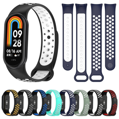 For Xiaomi Mi Band 8 Sports Two Color Silicone Watch Band(Black White) -  by PMC Jewellery | Online Shopping South Africa | PMC Jewellery