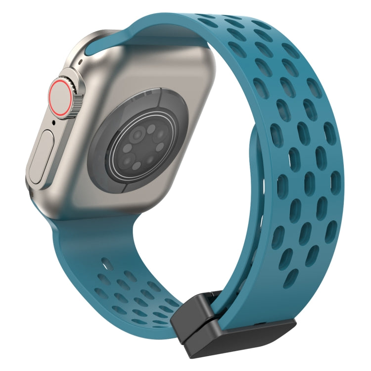 Magnetic Clasp Silicone Watch Band For Apple Watch Ultra 49mm / Series 8&7 45mm / SE 2&6&SE&5&4 44mm / 3&2&1 42mm(Rock Cyan) -  by PMC Jewellery | Online Shopping South Africa | PMC Jewellery