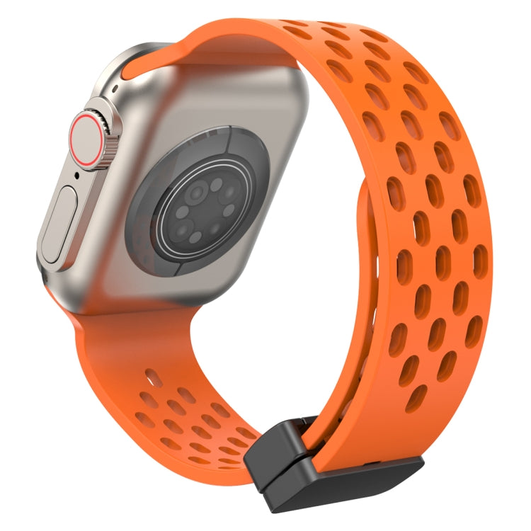 Magnetic Clasp Silicone Watch Band For Apple Watch Ultra 49mm / Series 8&7 45mm / SE 2&6&SE&5&4 44mm / 3&2&1 42mm(Orange) -  by PMC Jewellery | Online Shopping South Africa | PMC Jewellery