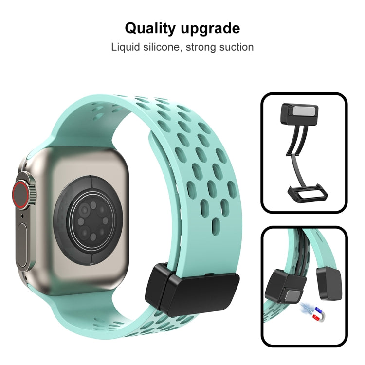 Magnetic Clasp Silicone Watch Band For Apple Watch Ultra 49mm / Series 8&7 45mm / SE 2&6&SE&5&4 44mm / 3&2&1 42mm(Rock Cyan) -  by PMC Jewellery | Online Shopping South Africa | PMC Jewellery