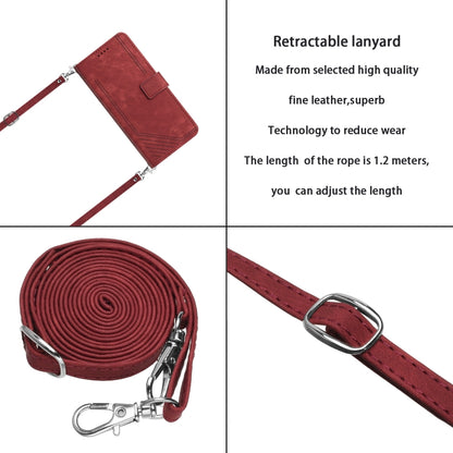 For OnePlus Nord CE 3/Nord CE 3 Lite/Nord N30 Skin Feel Stripe Pattern Leather Phone Case with Lanyard(Red) - OnePlus Cases by PMC Jewellery | Online Shopping South Africa | PMC Jewellery