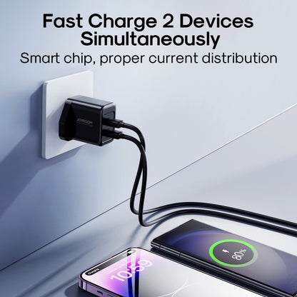 JOYROOM JR-TCN01 2.4A Dual Ports USB Charger, Plug:UK Plug(Black) - USB Charger by JOYROOM | Online Shopping South Africa | PMC Jewellery