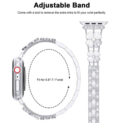 For Apple Watch 6 40mm Petal Metal Diamond Watch Band(Sliver+White) -  by PMC Jewellery | Online Shopping South Africa | PMC Jewellery