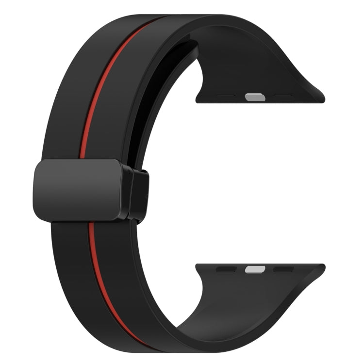 Two Color Folding Buckle Silicone Watch Band For Apple Watch Ultra 49mm(Black+Red) -  by PMC Jewellery | Online Shopping South Africa | PMC Jewellery