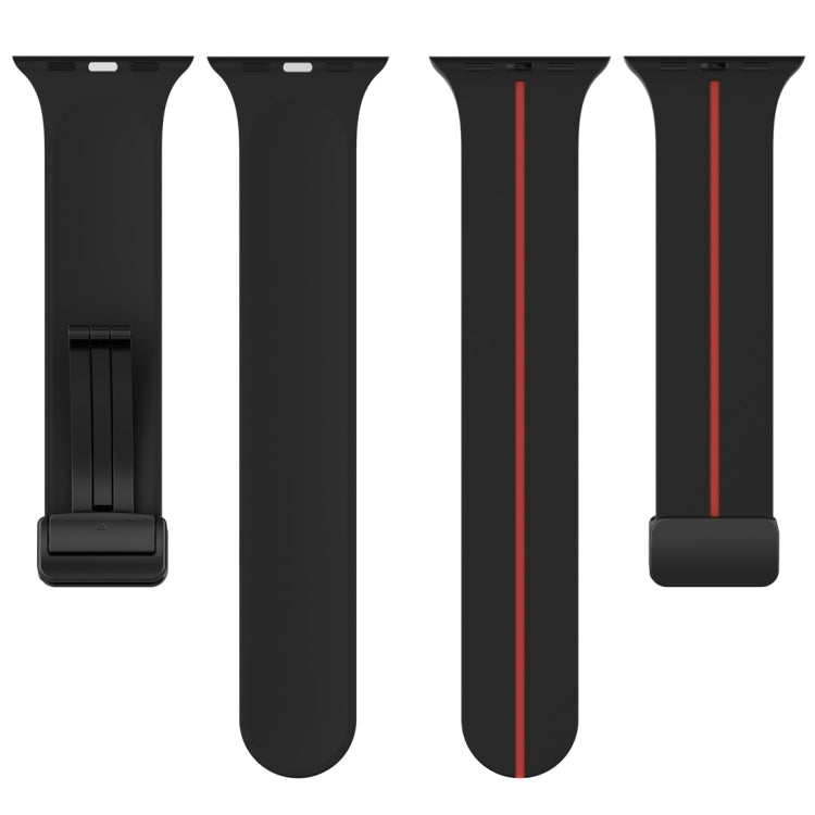 Two Color Folding Buckle Silicone Watch Band For Apple Watch Ultra 49mm(Black+Red) -  by PMC Jewellery | Online Shopping South Africa | PMC Jewellery