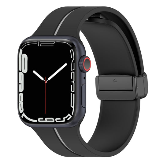 Two Color Folding Buckle Silicone Watch Band For Apple Watch Ultra 49mm(Black+Grey) - Watch Bands by PMC Jewellery | Online Shopping South Africa | PMC Jewellery