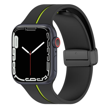 Two Color Folding Buckle Silicone Watch Band For Apple Watch Ultra 49mm(Black+Lime) -  by PMC Jewellery | Online Shopping South Africa | PMC Jewellery