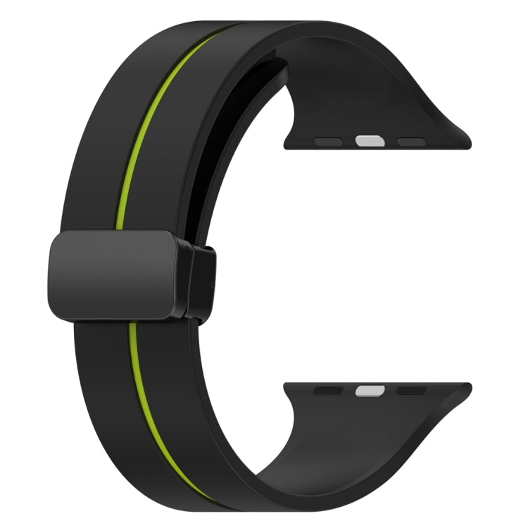 Two Color Folding Buckle Silicone Watch Band For Apple Watch Ultra 49mm(Black+Lime) -  by PMC Jewellery | Online Shopping South Africa | PMC Jewellery