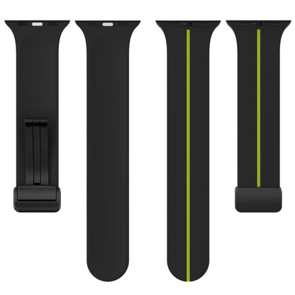 Two Color Folding Buckle Silicone Watch Band For Apple Watch Ultra 49mm(Black+Lime) -  by PMC Jewellery | Online Shopping South Africa | PMC Jewellery