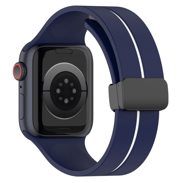 Two Color Folding Buckle Silicone Watch Band For Apple Watch Ultra 49mm(Midnight Blue+White) - Watch Bands by PMC Jewellery | Online Shopping South Africa | PMC Jewellery