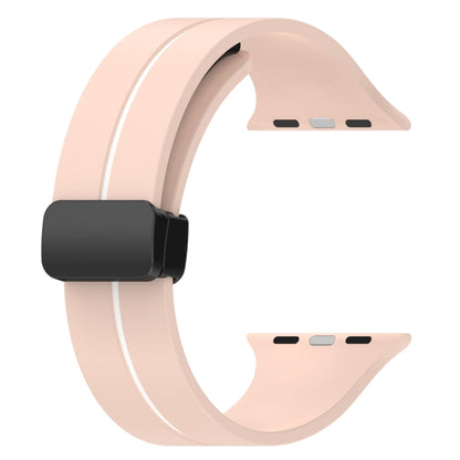 Two Color Folding Buckle Silicone Watch Band For Apple Watch 8 41mm(Pink+White) -  by PMC Jewellery | Online Shopping South Africa | PMC Jewellery