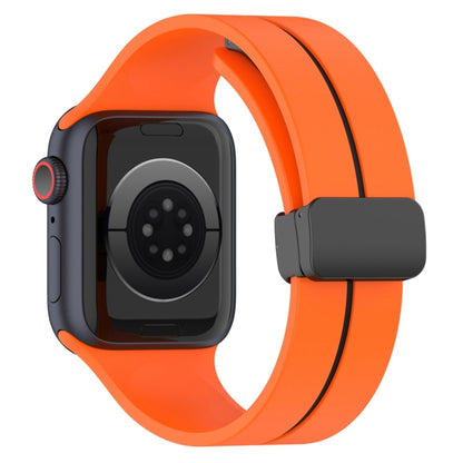 Two Color Folding Buckle Silicone Watch Band For Apple Watch 8 45mm(Orange+Black) -  by PMC Jewellery | Online Shopping South Africa | PMC Jewellery