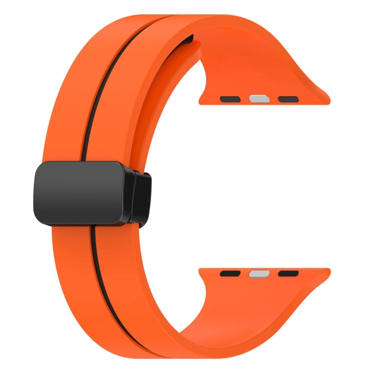 Two Color Folding Buckle Silicone Watch Band For Apple Watch 8 45mm(Orange+Black) -  by PMC Jewellery | Online Shopping South Africa | PMC Jewellery