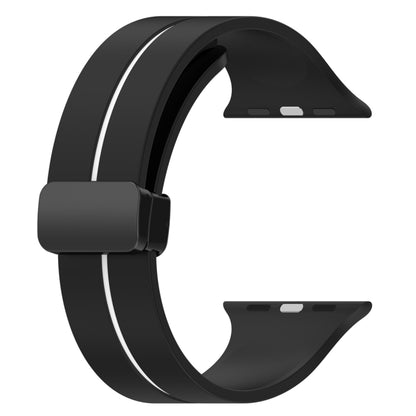 Two Color Folding Buckle Silicone Watch Band For Apple Watch 8 45mm(Black+White) -  by PMC Jewellery | Online Shopping South Africa | PMC Jewellery