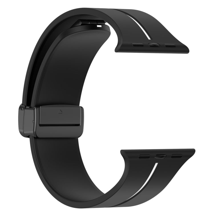 Two Color Folding Buckle Silicone Watch Band For Apple Watch 8 45mm(Black+White) -  by PMC Jewellery | Online Shopping South Africa | PMC Jewellery