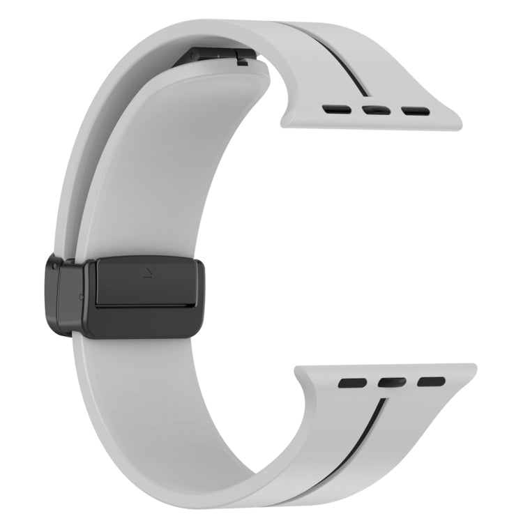 Two Color Folding Buckle Silicone Watch Band For Apple Watch 8 45mm(Light Grey+Black) -  by PMC TechLife | Online Shopping South Africa | PMC TechLife